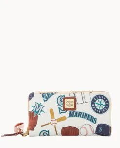 MLB Mariners Large Zip Around Wristlet MARINERS -Dooney & Bourke W0126G QUMWPATNMRNR 1