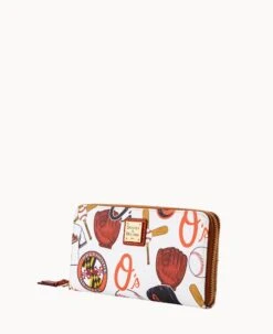 MLB Orioles Large Zip Around Wristlet ORIOLES -Dooney & Bourke W0126G QUMWPATNORLS ALT1 1