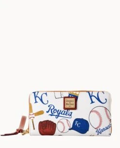 MLB Royals Large Zip Around Wristlet Royals -Dooney & Bourke W0126G QUMWPATNRYLS 1