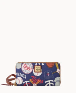MLB Twins Large Zip Around Wristlet TWINS -Dooney & Bourke W0126G QUNVPATNTWNS