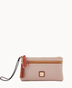 Pebble Grain Double Zip Wristlet Wine -Dooney & Bourke W0174G AWOYPATN