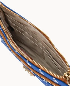 MLB Dodgers Double Zip Wristlet Los Angeles Dodgers -Dooney & Bourke W0174G MJBUPATNDODG ALT2