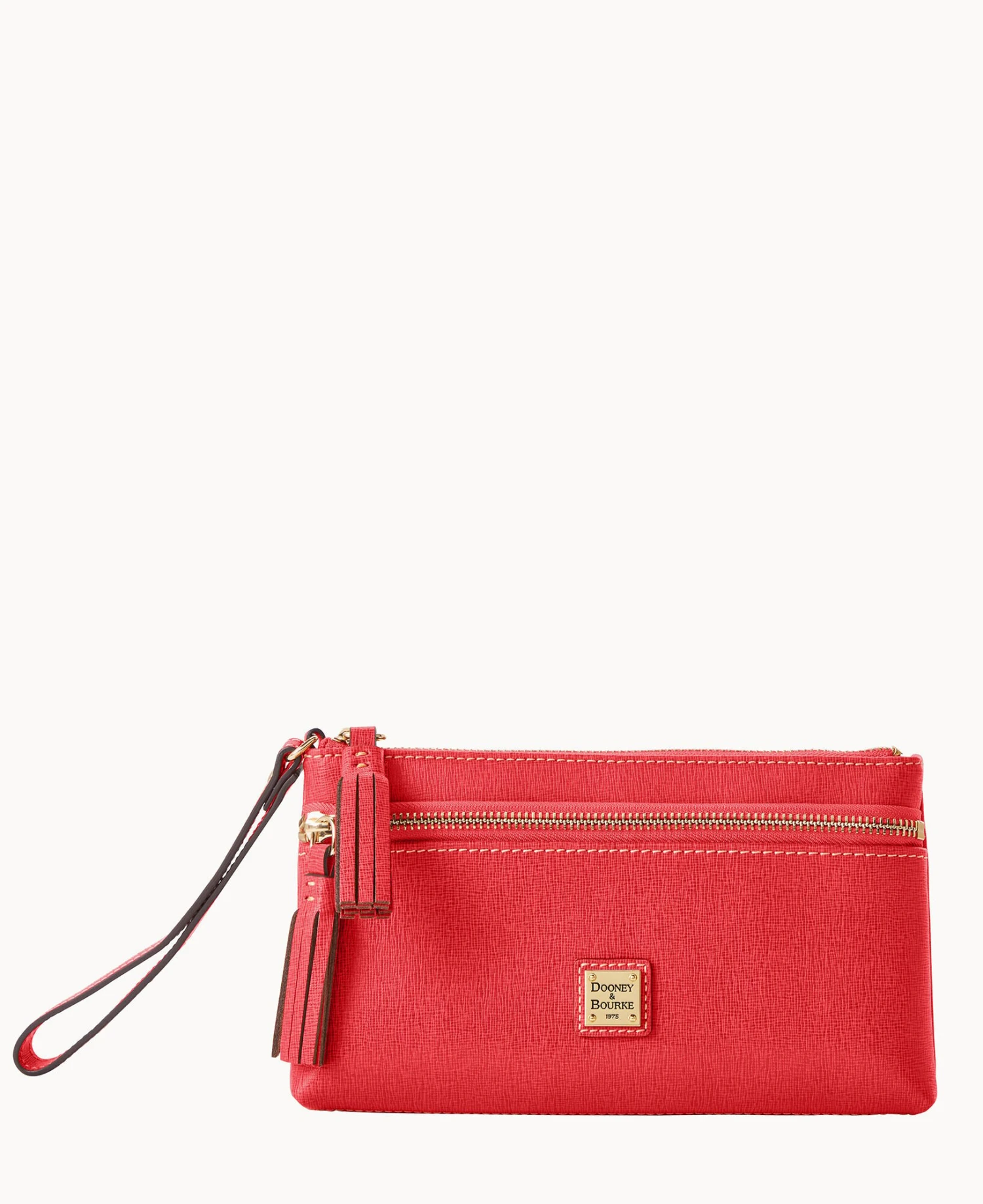 Saffiano Double Zip Wristlet Tomato 4 Saffiano Double Zip Wristlet Tomato - Image 4