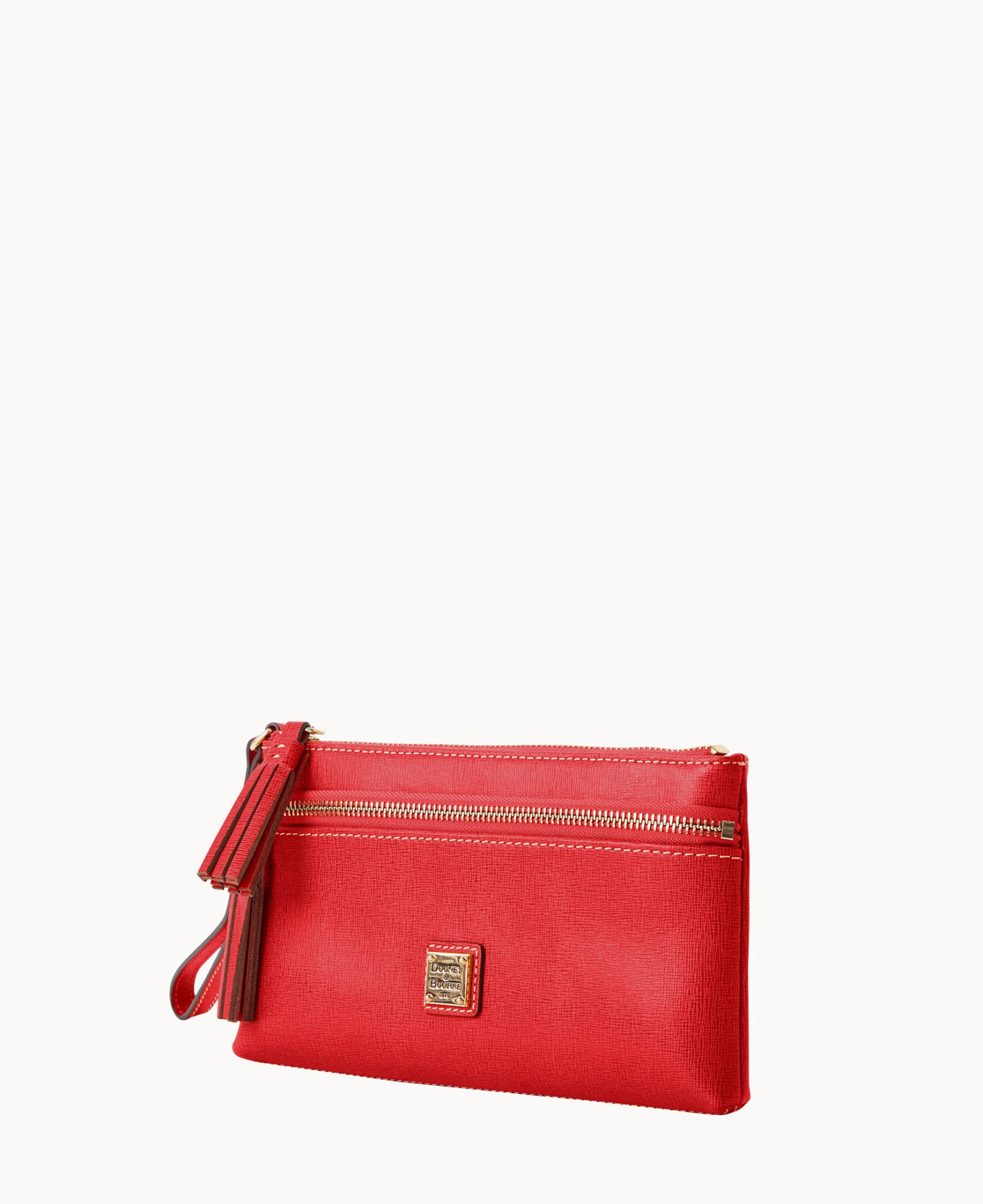 Saffiano Double Zip Wristlet Tomato 2 Saffiano Double Zip Wristlet Tomato - Image 2