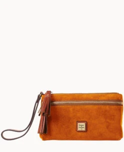 Suede Double Zip Wristlet Chamois -Dooney & Bourke W0174G SUARPATN