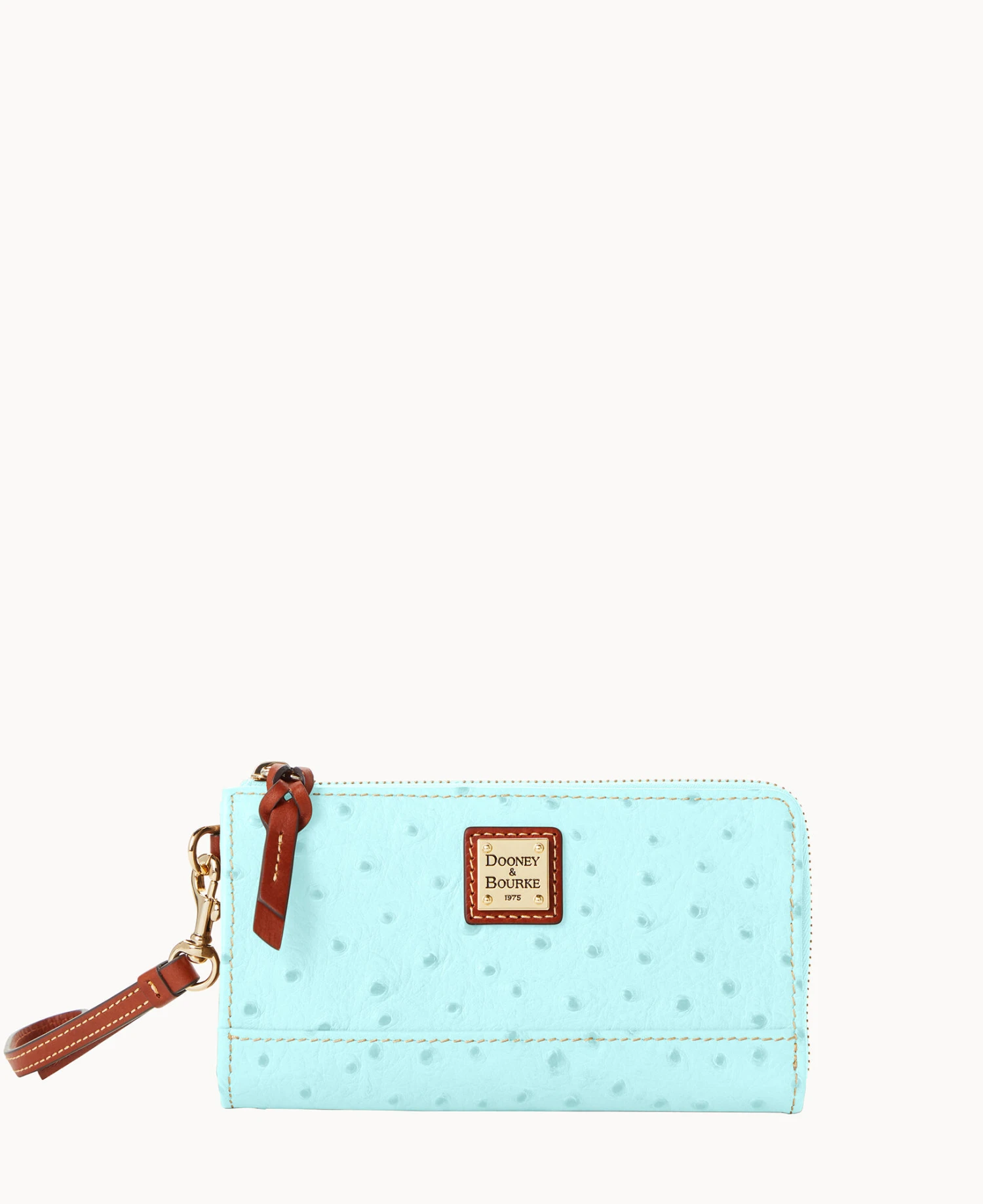 Ostrich Folded Zip Wristlet Cognac 7 Ostrich Folded Zip Wristlet Cognac - Image 7