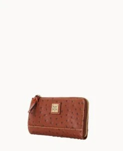 Ostrich Folded Zip Wristlet Cognac 21 Ostrich Folded Zip Wristlet Cognac -Dooney & Bourke W0177G OTCGPATN ALT1 1