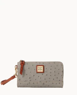 Ostrich Folded Zip Wristlet Cognac 30 Ostrich Folded Zip Wristlet Cognac -Dooney & Bourke W0177G OTGYPATN