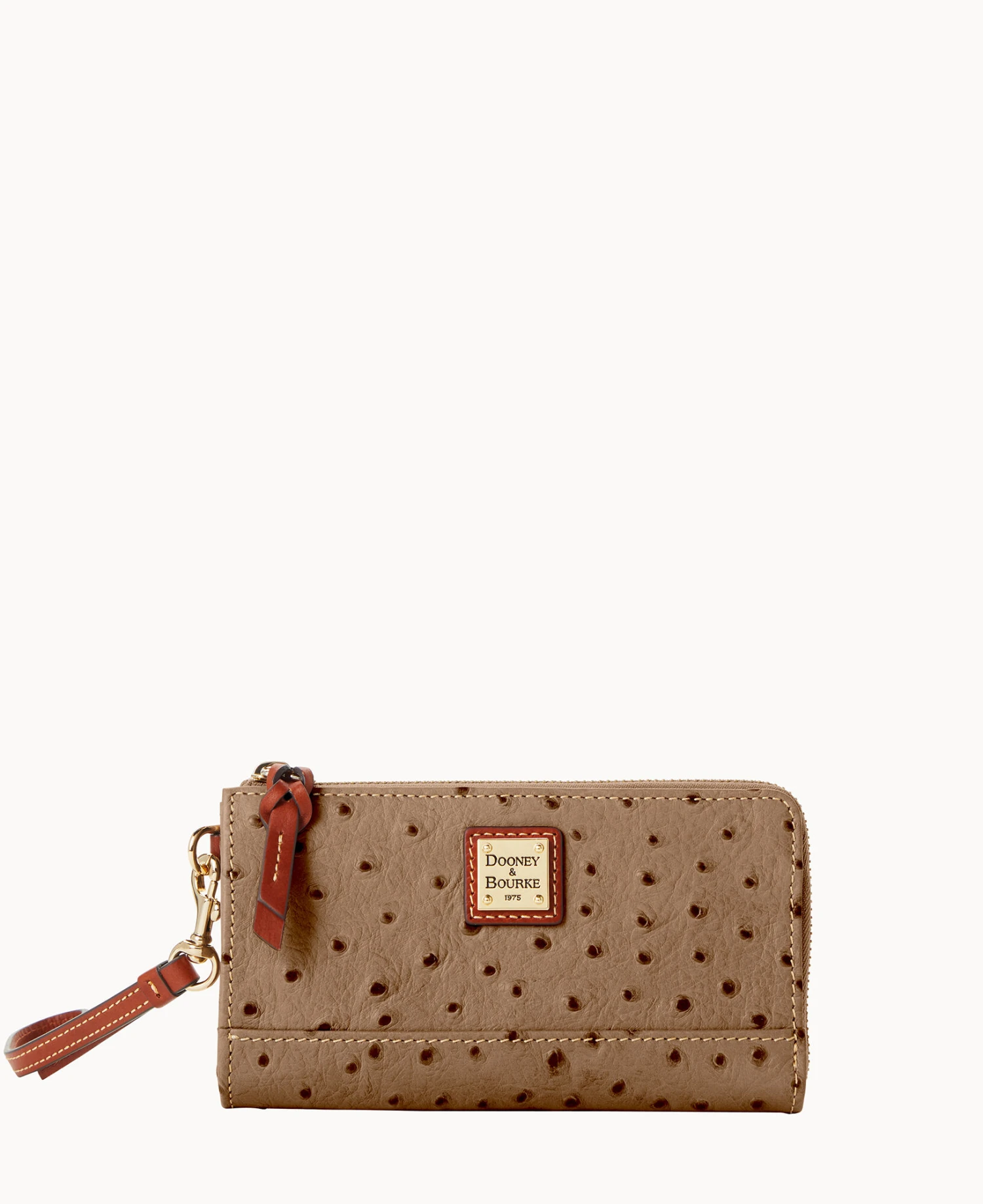 Ostrich Folded Zip Wristlet Cognac 15 Ostrich Folded Zip Wristlet Cognac - Image 15