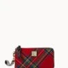 Tartan Folded Zip Wristlet Red