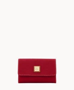 Pebble Grain Flap Wallet Plum Wine -Dooney & Bourke W0195G AWWNPATN