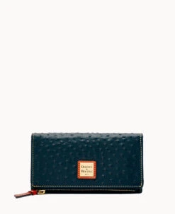 Ostrich Foldover Wallet Grey Tan -Dooney & Bourke W0219G OTBLPATN