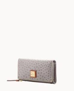 Ostrich Foldover Wallet Grey Tan -Dooney & Bourke W0219G OTGYPATN0002 ALT1 1