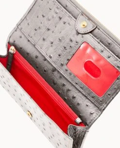 Ostrich Foldover Wallet Grey Tan -Dooney & Bourke W0219G OTGYPATN0002 ALT2 1