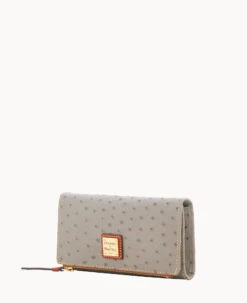 Ostrich Foldover Wallet Grey Tan -Dooney & Bourke W0219G OTGYPATN ALT1