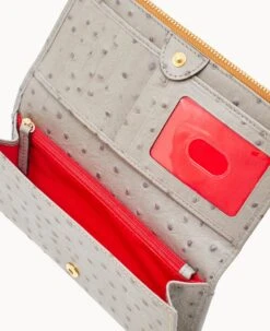 Ostrich Foldover Wallet Grey Tan -Dooney & Bourke W0219G OTGYPATN ALT2 1