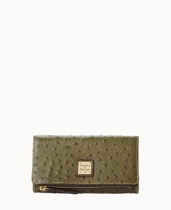 Ostrich Foldover Wallet Grey Tan -Dooney & Bourke W0219G OTOLPABM