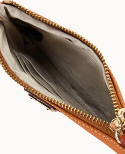 Pebble Grain Stadium Wristlet French Caramel -Dooney & Bourke W0279G AWFCPATNLING ALT2