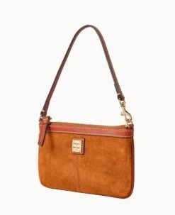 Suede Large Slim Wristlet Amber -Dooney & Bourke W0312G SUARPATN ALT1 1