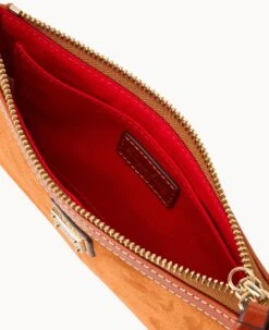 Suede Large Slim Wristlet Amber -Dooney & Bourke W0312G SUARPATN ALT2 1