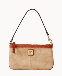 Suede Large Slim Wristlet Amber -Dooney & Bourke W0312G SUBEPATN