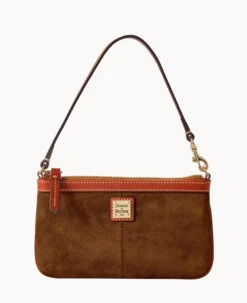 Suede Large Slim Wristlet Amber -Dooney & Bourke W0312G SUBNPATN