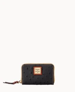 Ostrich Large Zip Around Credit Card Case Black -Dooney & Bourke W0322G OTBLPATN 1