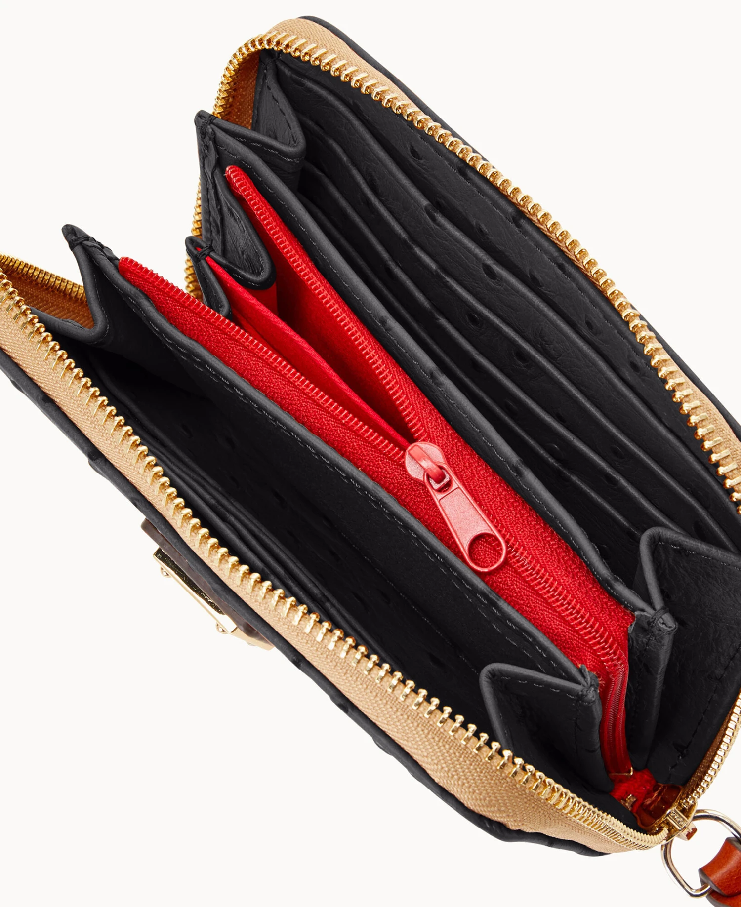 Ostrich Medium Zip Around Wallet Black 3 Ostrich Medium Zip Around Wallet Black - Image 3