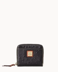 Ostrich Small Zip Around Wallet Black -Dooney & Bourke W0329G OTBLPATN 1