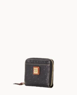 Ostrich Small Zip Around Wallet Black -Dooney & Bourke W0329G OTBLPATN ALT1 1