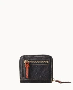 Ostrich Small Zip Around Wallet Black -Dooney & Bourke W0329G OTBLPATN ALT3 1