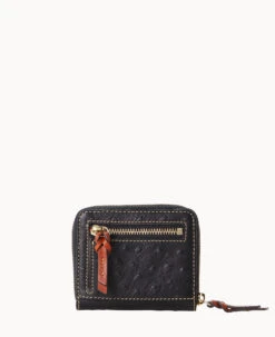 Ostrich Small Zip Around Wallet Black -Dooney & Bourke W0329G OTBLPATN ALT3