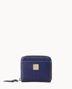 Saffiano Small Zip Around Wallet Marine