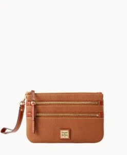 Pebble Grain Triple Zip Wristlet Caramel -Dooney & Bourke W0335G AWCAPATN 1