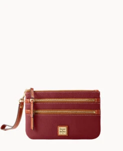 Pebble Grain Triple Zip Wristlet Caramel -Dooney & Bourke W0335G AWWNPATN