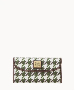 Houndstooth Continental Clutch Green
