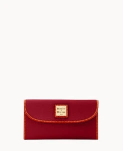 Pebble Grain Continental Clutch Wine