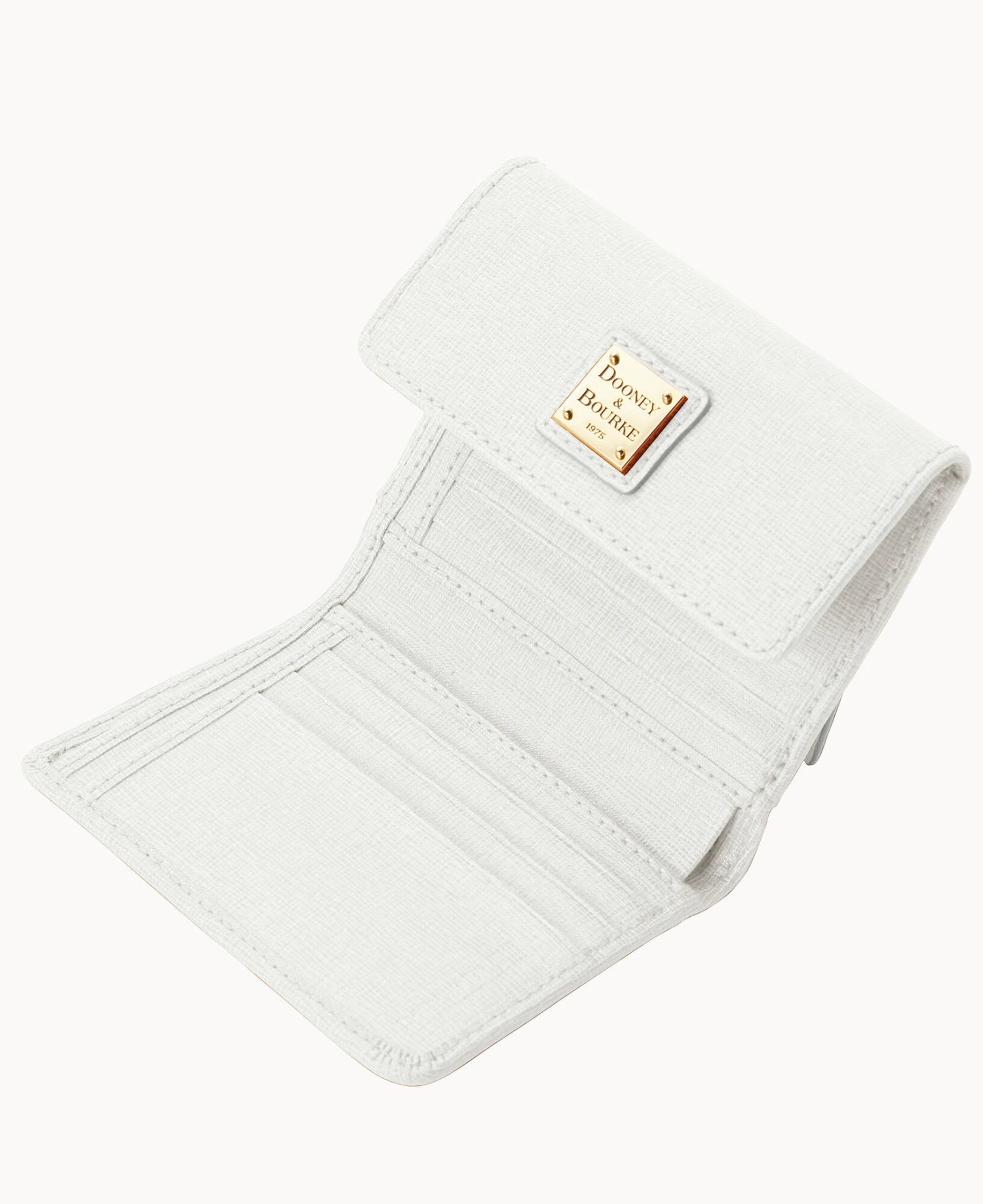Saffiano Small Flap Credit Card Wallet Off White 3 Saffiano Small Flap Credit Card Wallet Off White - Image 3