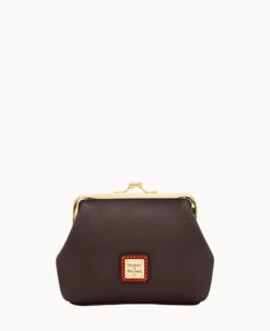 Pebble Grain Large Frame Purse Brown Tmoro