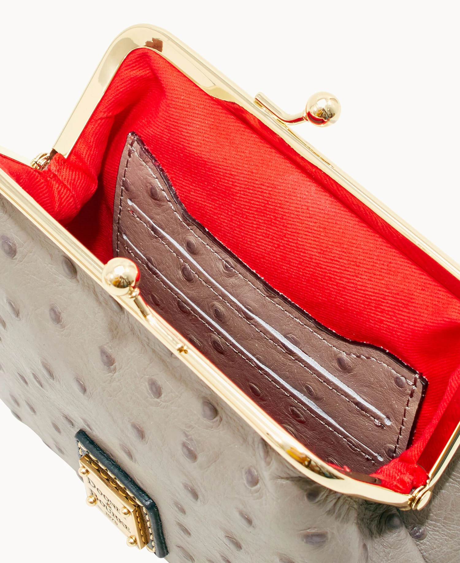 Ostrich Large Frame Purse Grey 3 Ostrich Large Frame Purse Grey - Image 3